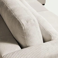 Canapé d'angle méridienne gauche fixe en velours côtelé Azores - beige