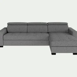 Canapé d'angle réversible convertible matelas Bultex en tissus pop avec accoudoirs 20cm - gris moyen