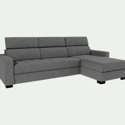 Canapé d'angle réversible convertible matelas Bultex en tissus pop avec accoudoirs 20cm - gris moyen