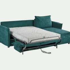 Canapé d'angle réversible convertible en tissu avec matelas densité 35kg/m3 - bleu