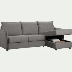 Canapé d'angle réversible convertible en tissu Sogno avec matelas densité 35kg/m3 - gris anthracite