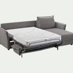 Canapé d'angle réversible convertible en tissu Sogno avec matelas densité 35kg/m3 - gris anthracite