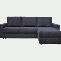 Canapé d'angle réversible convertible en tissu tramé - bleu calabrun