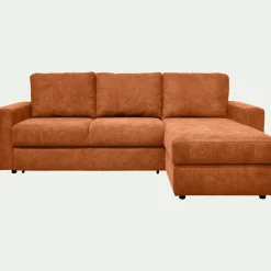 Canapé d'angle réversible convertible en tissu tramé - brun rustrel