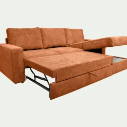 Canapé d'angle réversible convertible en tissu tramé - brun rustrel