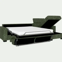 Canapé d'angle réversible convertible en tissu genesis avec accoudoirs 20cm - vert cèdre