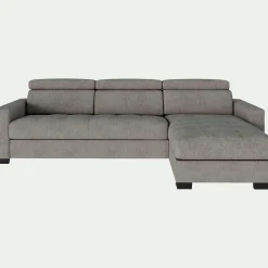 Canapé d'angle réversible convertible en tissu monclar avec accoudoirs 20cm - taupe