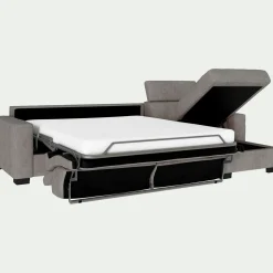 Canapé d'angle réversible convertible en tissu monclar avec accoudoirs 20cm - taupe