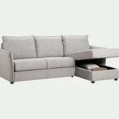 Canapé d'angle réversible convertible en tissu Stella avec matelas densité 25kg/m3 - gris borie
