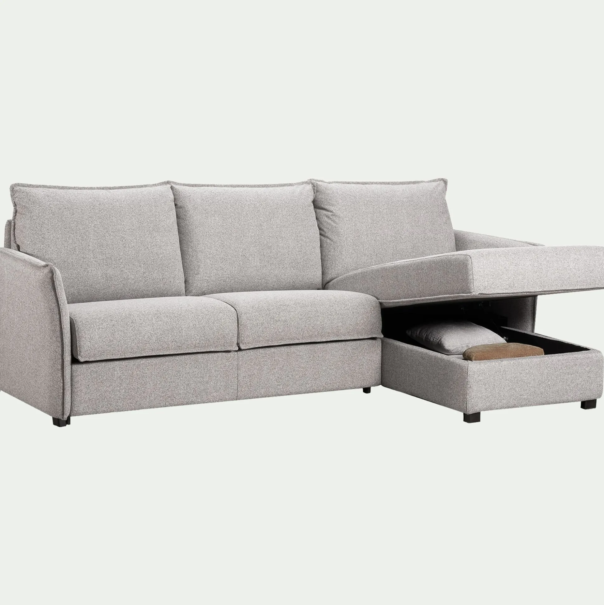 Canapé d'angle réversible convertible en tissu Stella avec matelas densité 25kg/m3 - gris borie