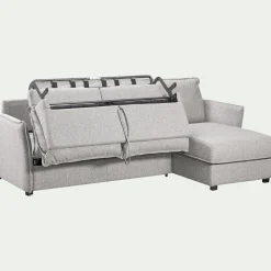 Canapé d'angle réversible convertible en tissu Stella avec matelas densité 25kg/m3 - gris borie
