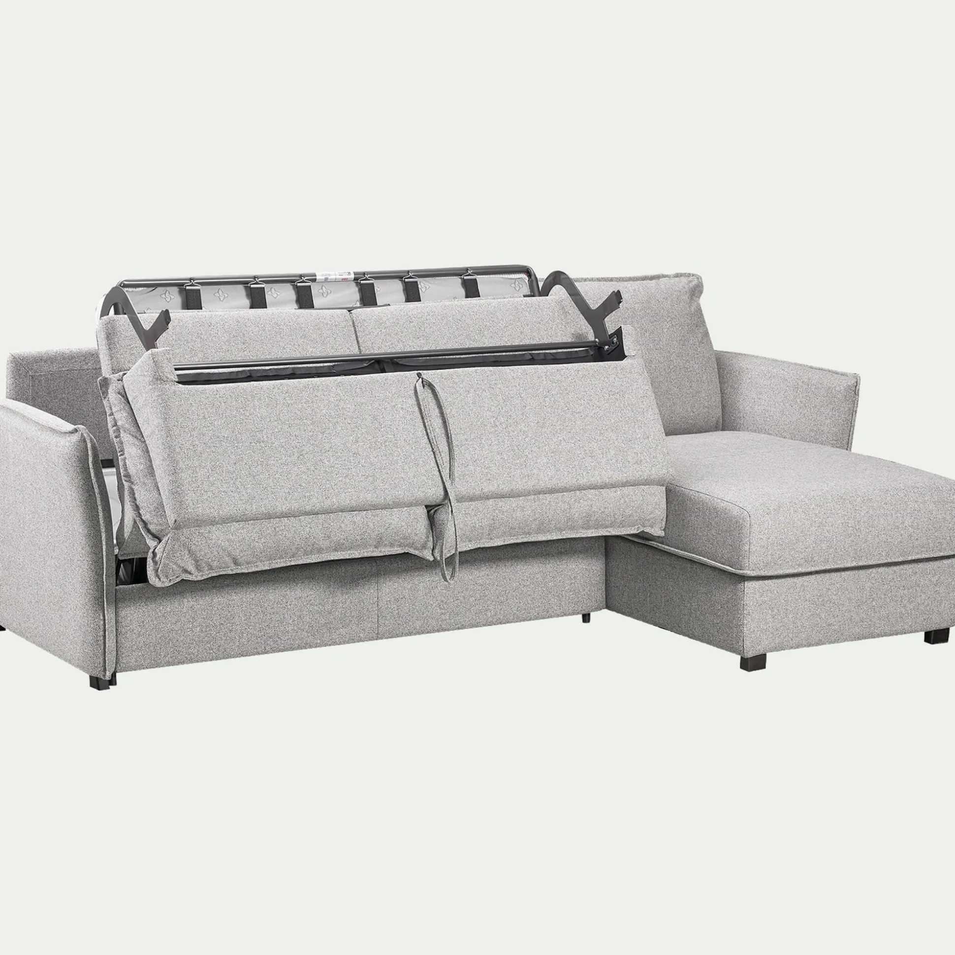 Canapé d'angle réversible convertible en tissu Stella avec matelas densité 25kg/m3 - gris borie