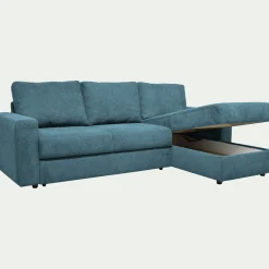 Canapé d'angle réversible convertible en tissu tramé - bleu figuerolles