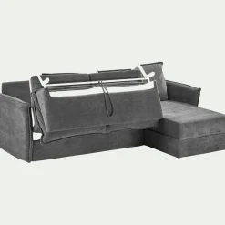 Canapé d'angle réversible convertible en tissu avec matelas densité 35kg/m3 - gris