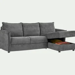 Canapé d'angle réversible convertible en tissu avec matelas densité 35kg/m3 - gris