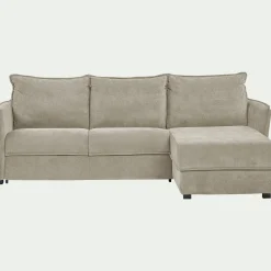 Canapé d'angle réversible convertible en tissu avec matelas densité 25kg/m3 - beige roucas