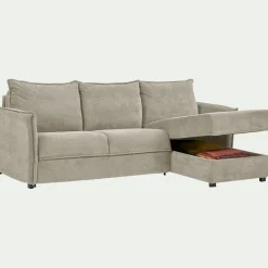 Canapé d'angle réversible convertible en tissu avec matelas densité 25kg/m3 - beige roucas