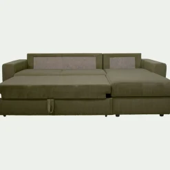 Canapé d'angle réversible convertible en velours côtelé - vert cèdre