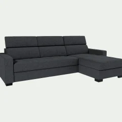Canapé d'angle réversible convertible matelas Bultex en tissus pop avec accoudoirs 20cm - gris anthracite