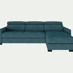 Canapé d'angle réversible convertible en tissu monclar avec accoudoirs 15cm - bleu niolon