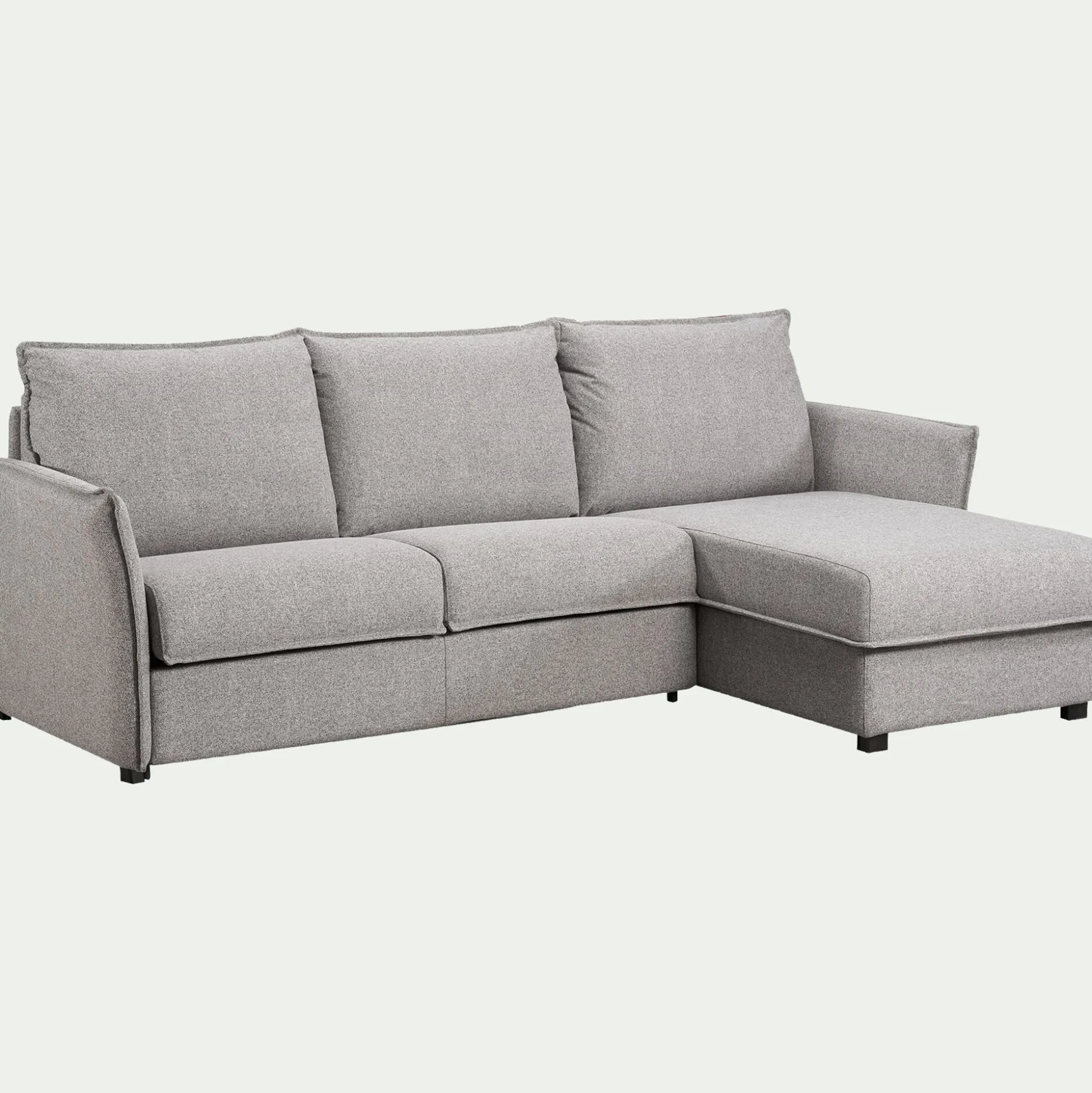 Canapé d'angle réversible convertible en tissu Stella avec matelas densité 25kg/m3 - gris moyen