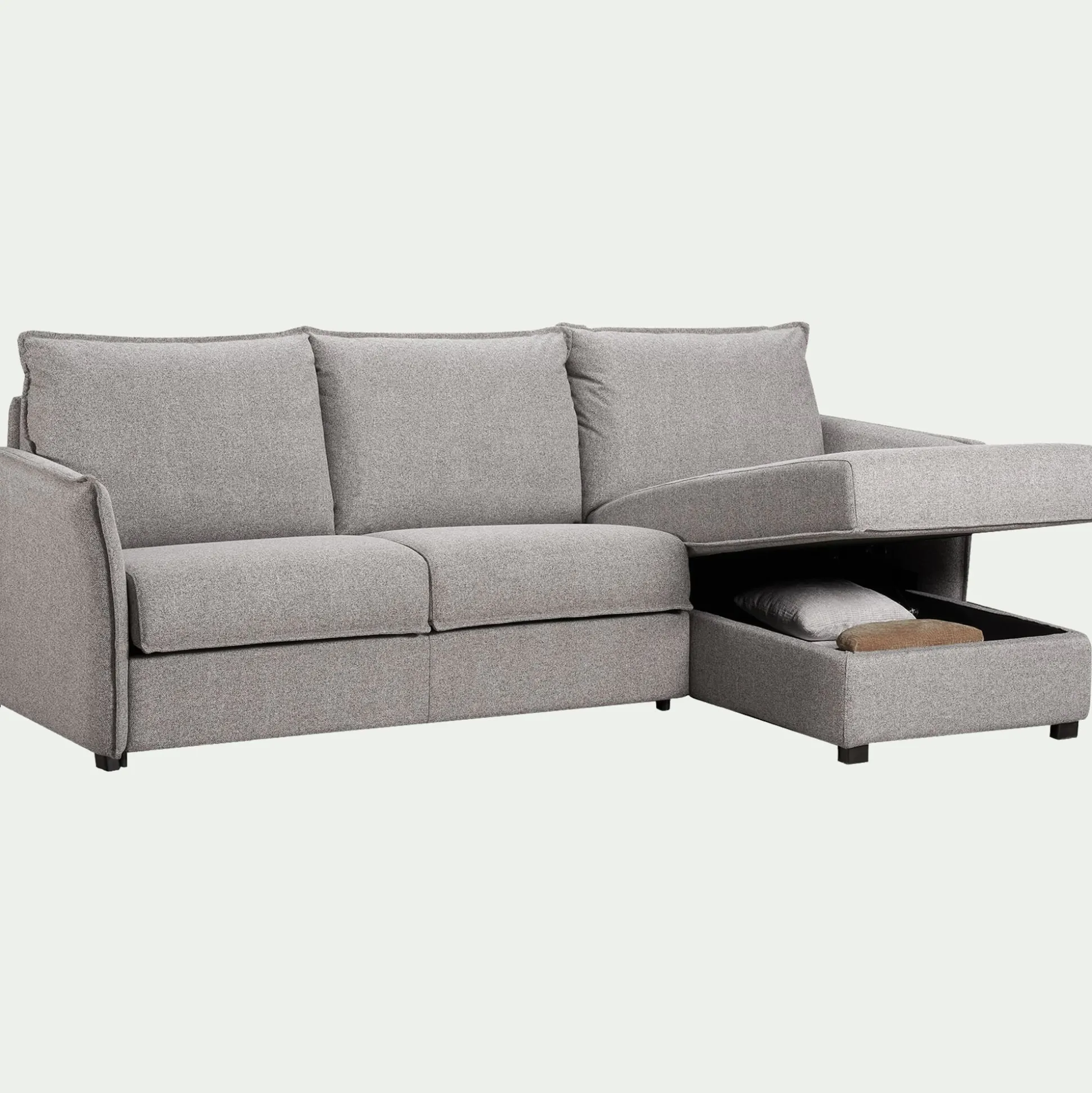 Canapé d'angle réversible convertible en tissu Stella avec matelas densité 25kg/m3 - gris moyen