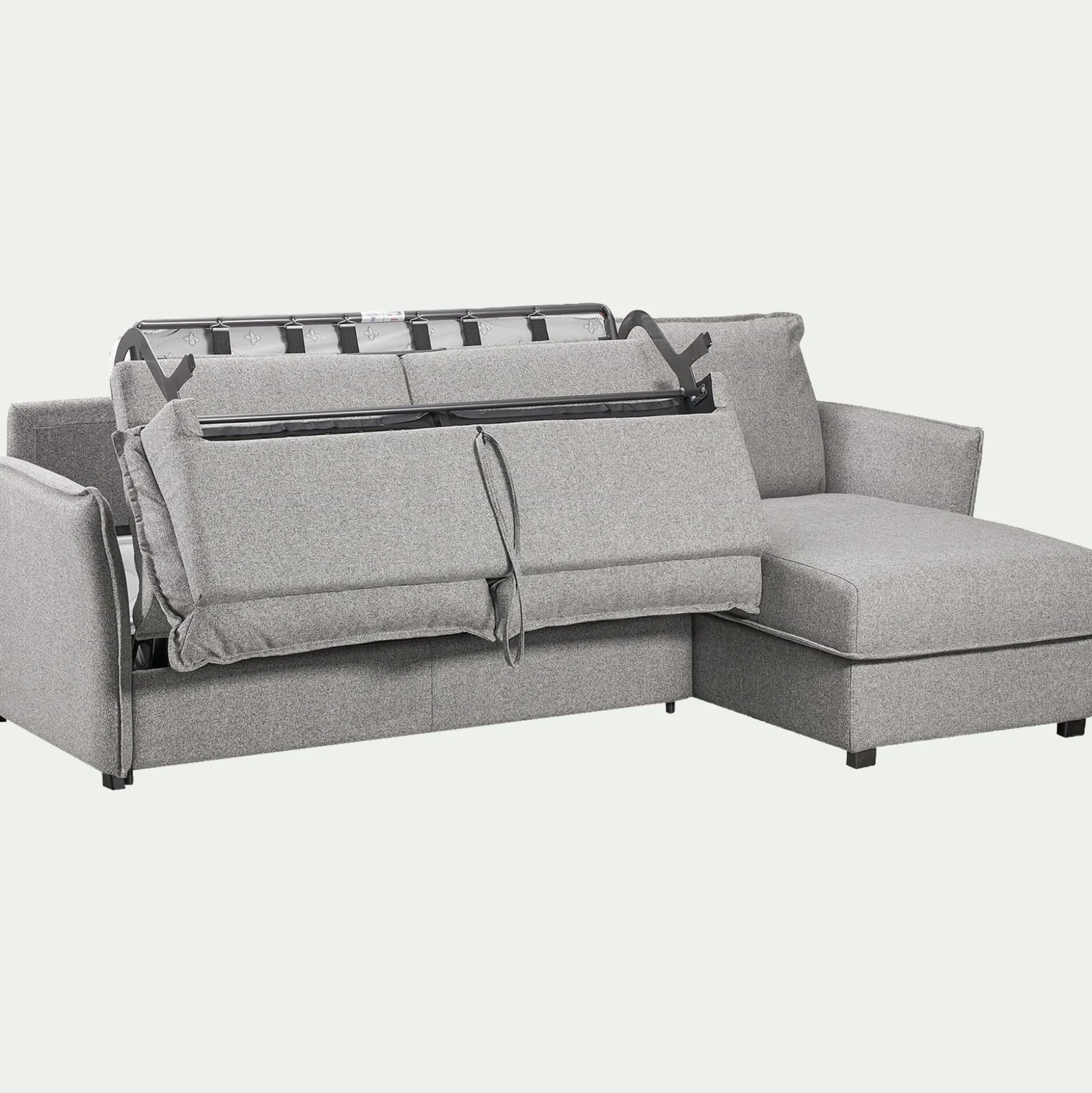 Canapé d'angle réversible convertible en tissu Stella avec matelas densité 25kg/m3 - gris moyen