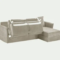 Canapé d'angle réversible convertible en tissu avec matelas densité 35kg/m3 - beige roucas
