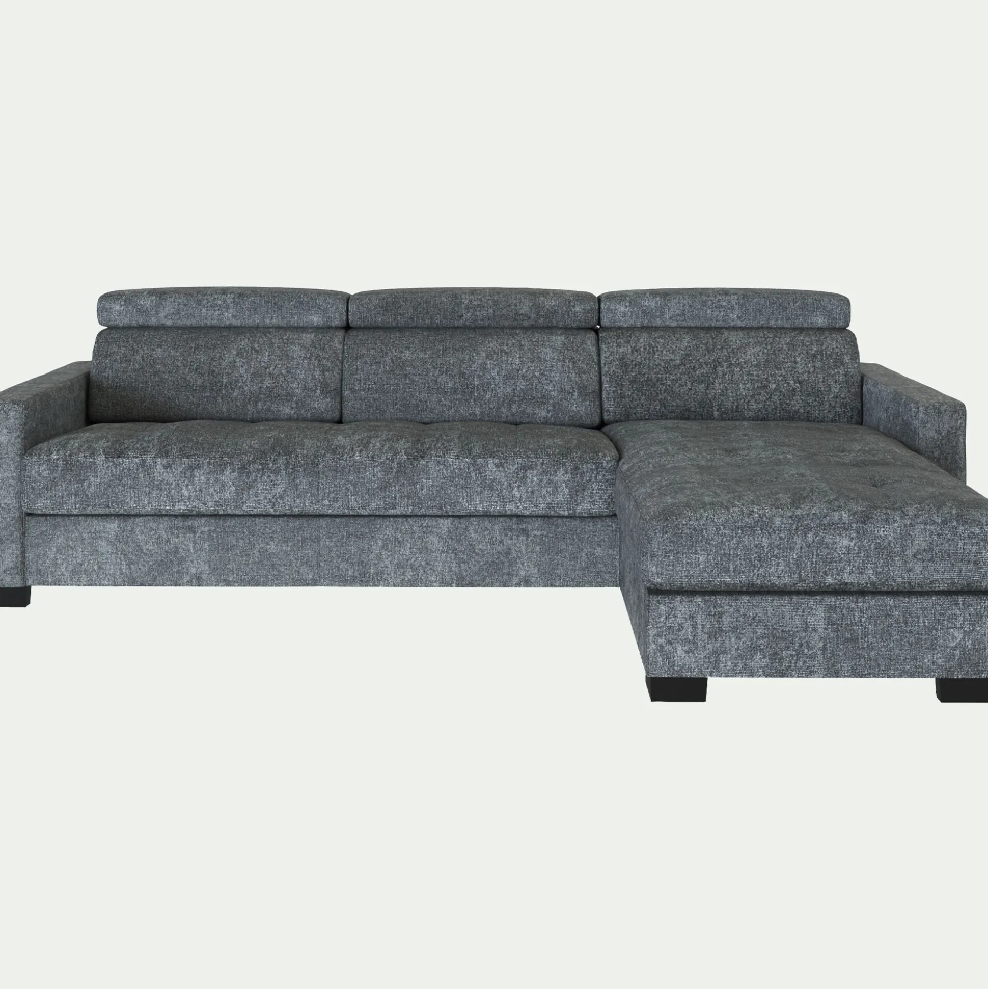 Canapé d'angle réversible convertible en tissu genesis avec accoudoirs 15cm - gris ardoise