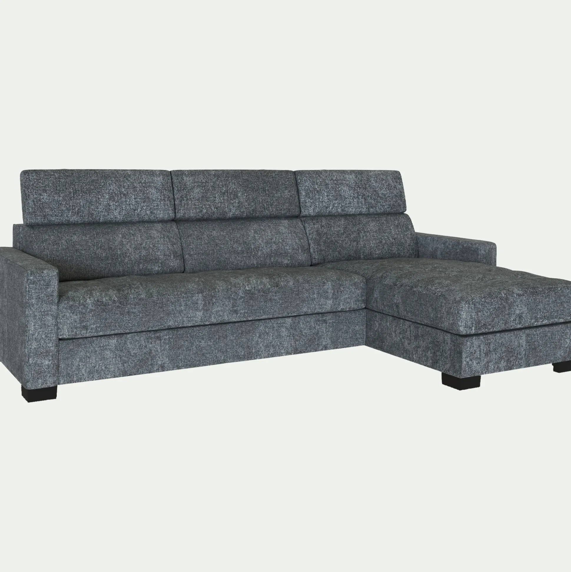 Canapé d'angle réversible convertible en tissu genesis avec accoudoirs 15cm - gris ardoise