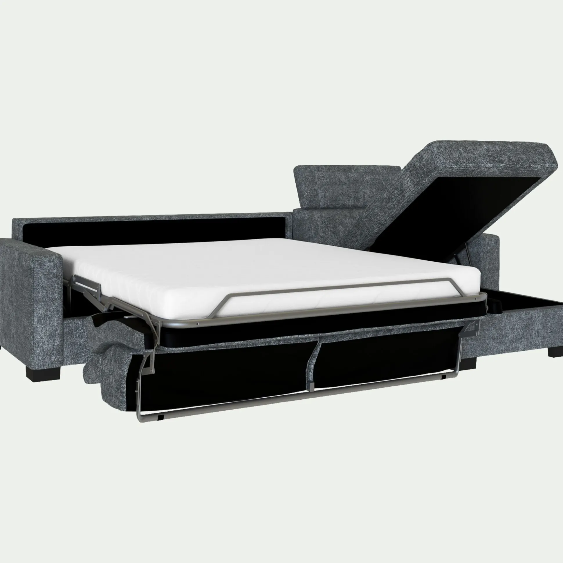 Canapé d'angle réversible convertible en tissu genesis avec accoudoirs 15cm - gris ardoise