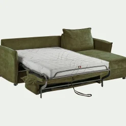 Canapé d'angle réversible convertible en tissu avec matelas densité 35kg/m3 - vert cèdre