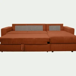 Canapé d'angle réversible convertible en velours côtelé - brun rustrel