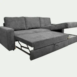 Canapé d'angle réversible convertible en tissu tramé - gris restanque