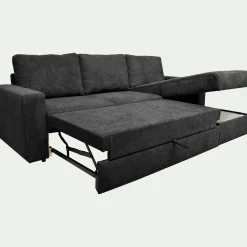 Canapé d'angle réversible convertible en tissu tramé - gris ardoise