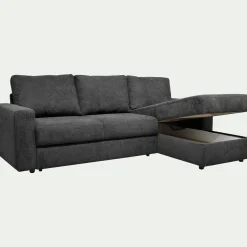 Canapé d'angle réversible convertible en tissu tramé - gris ardoise