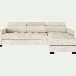 Canapé d'angle réversible convertible matelas Bultex en tissu genesis avec accoudoirs 15cm - blanc ventoux