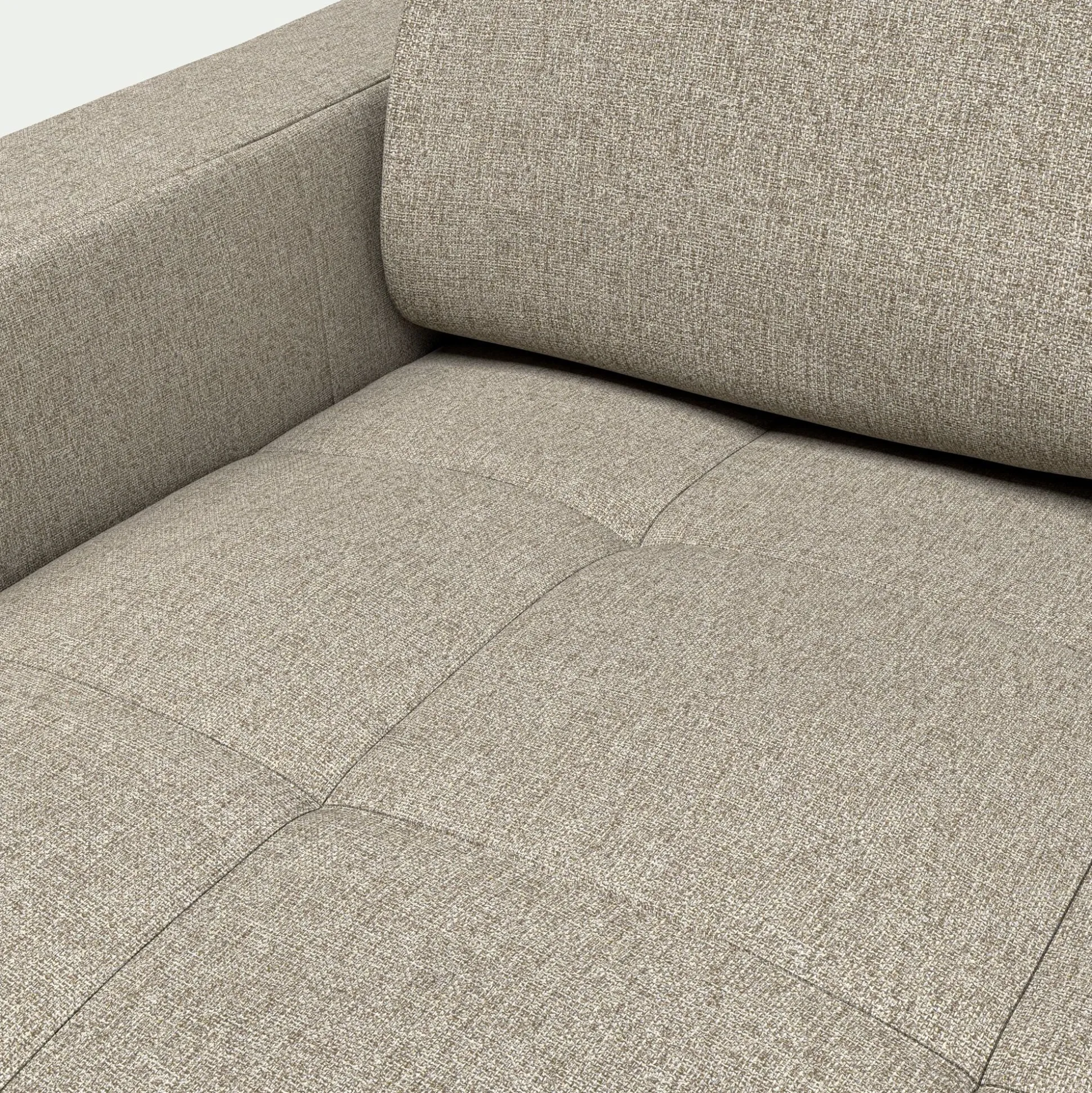 Canapé d'angle réversible convertible matelas Bultex en tissus pop avec accoudoirs 20cm - beige