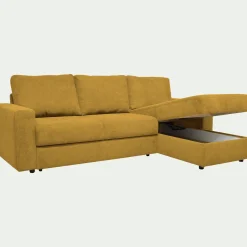 Canapé d'angle réversible convertible en tissu tramé - jaune argan