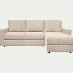 Canapé d'angle réversible convertible en tissu tramé - beige roucas