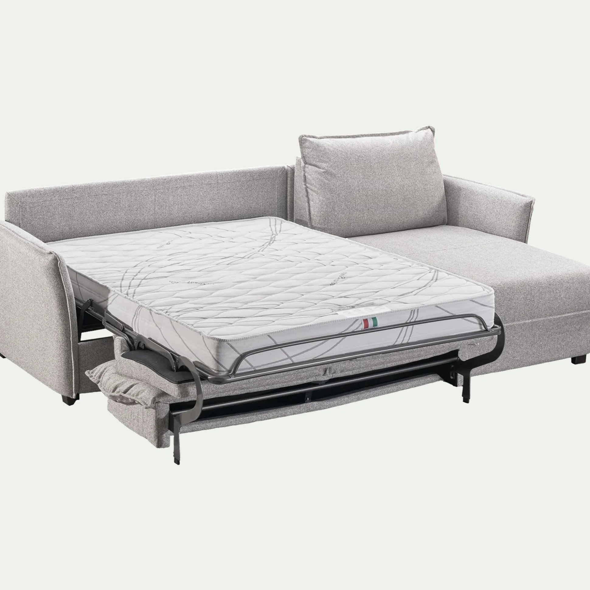 Canapé d'angle réversible convertible en tissu Sogno avec matelas densité 35kg/m3 - gris borie