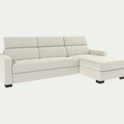 Canapé d'angle réversible fixe en cuir de buffle avec accoudoirs 15cm - blanc