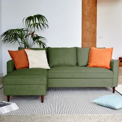 Canapé d'angle réversible fixe en tissu Loft - vert cèdre