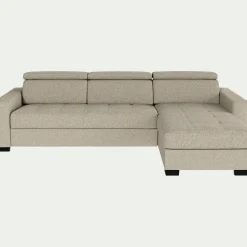 Canapé d'angle réversible fixe en tissu pop avec accoudoirs 20cm - beige