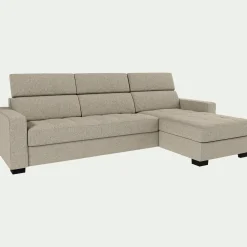 Canapé d'angle réversible fixe en tissu pop avec accoudoirs 20cm - beige