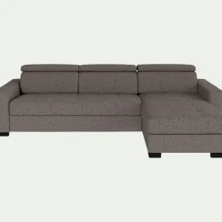 Canapé d'angle réversible fixe en tissu pop avec accoudoirs 20cm - taupe