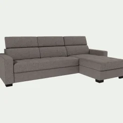 Canapé d'angle réversible fixe en tissu pop avec accoudoirs 20cm - taupe