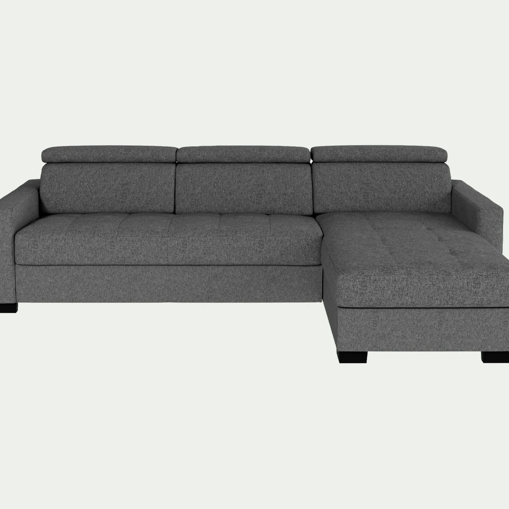 Canapé d'angle réversible fixe en tissu pop avec accoudoirs 15cm - gris moyen