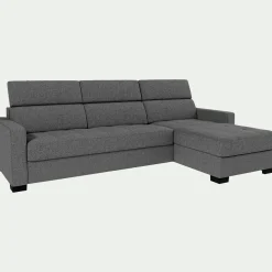 Canapé d'angle réversible fixe en tissu pop avec accoudoirs 15cm - gris moyen