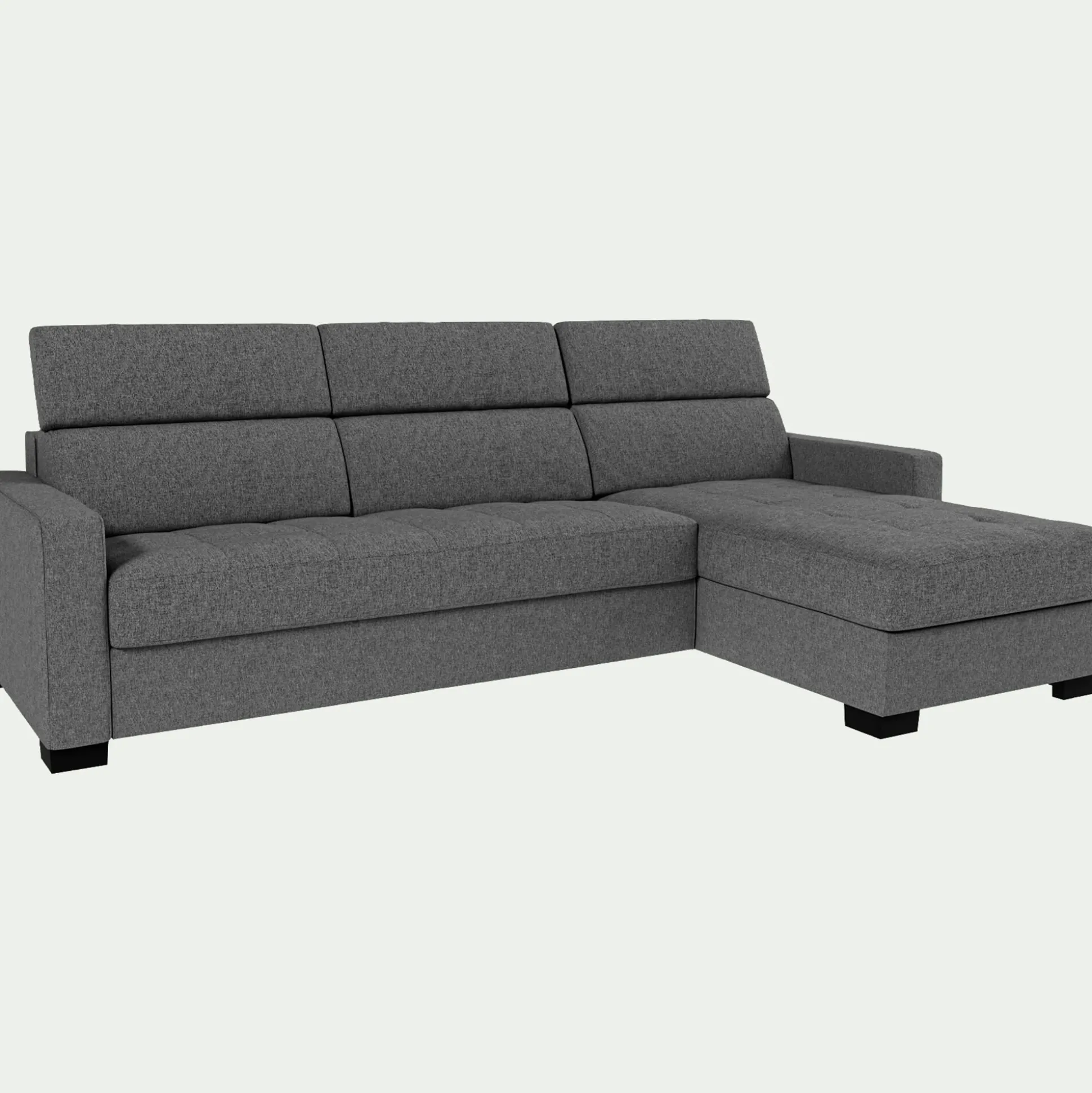 Canapé d'angle réversible fixe en tissu pop avec accoudoirs 15cm - gris moyen